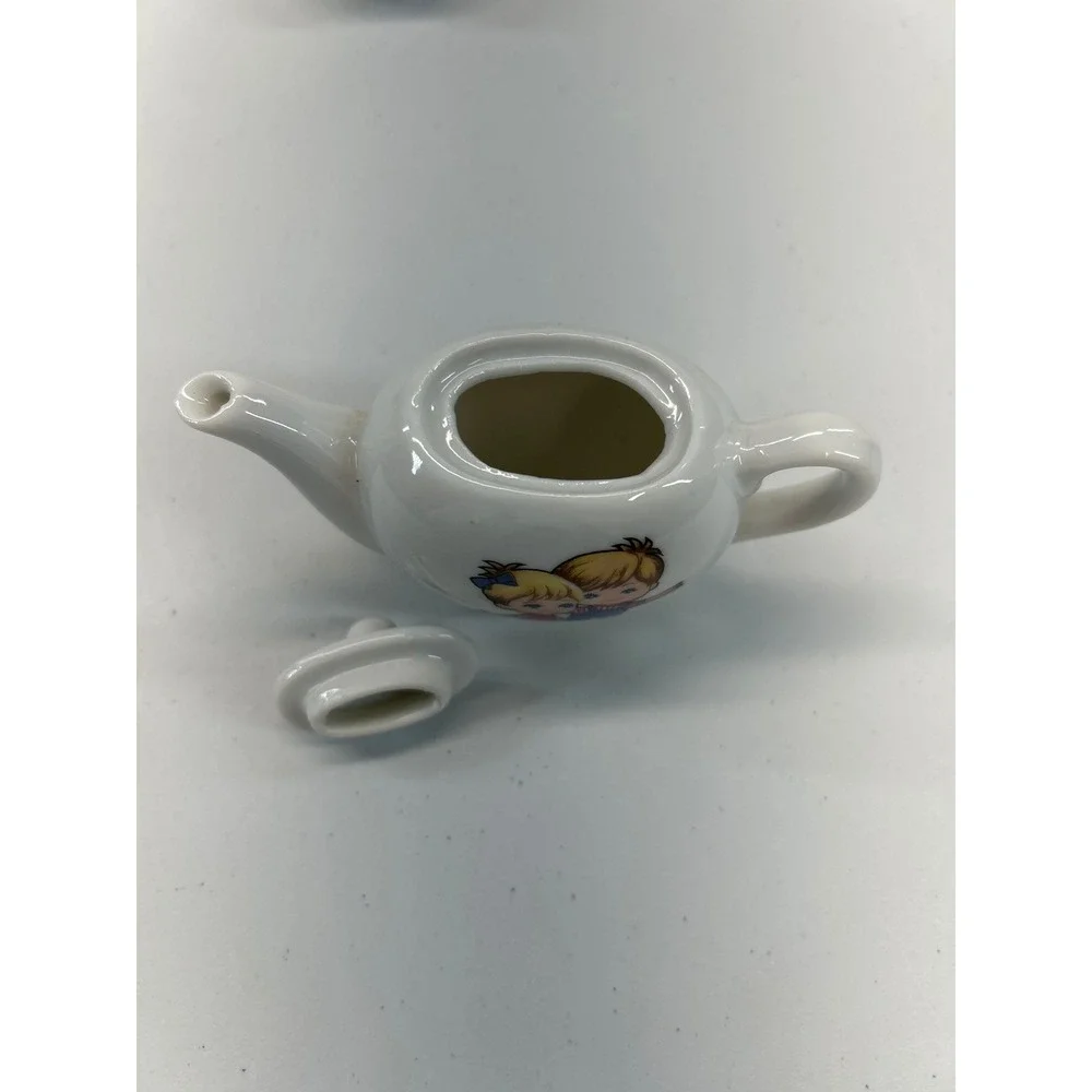 Vintage Miniature China Tea Set White Boy Girl Made in Japan 10pc Set